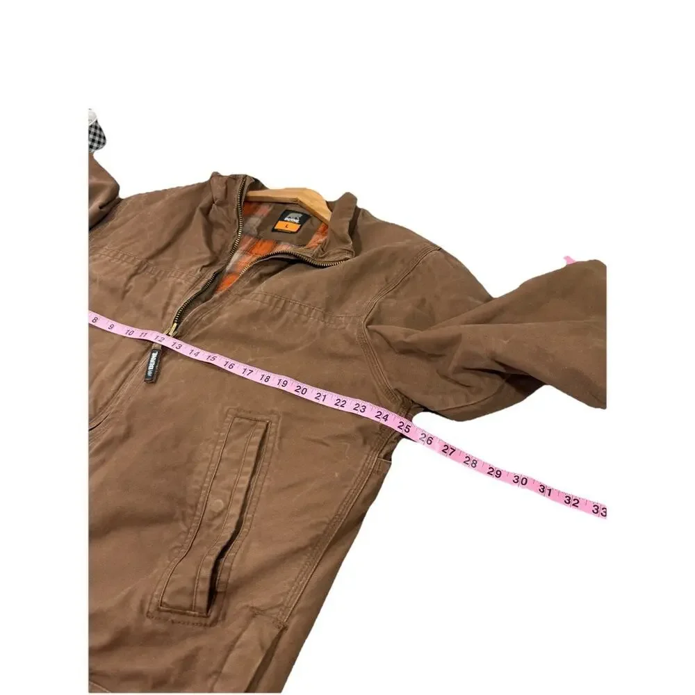 Berne‎ JL17 Men's Flagstone Flannel-Lined Duck Jacket Tan Brown Size L Large